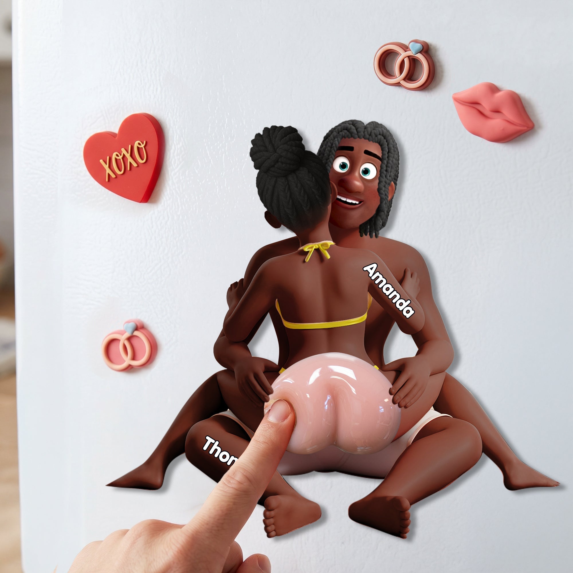 “Naughty Couple Fun Awaits!” - Personalized Anti-collision Acrylic Fridge Magnet - Perfect Gift for Couples, Friends, or Special Occasions Fridge Magnet PopCulturePrints