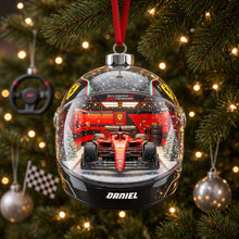 Load image into Gallery viewer, “Race Into the Holidays!” - Personalized Legend Teams Acrylic Ornament - Custom Gift for Motorsport Enthusiasts
