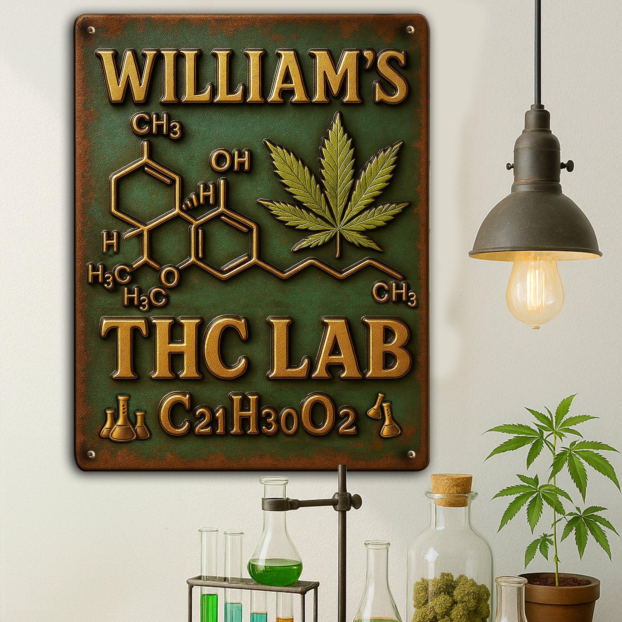 “Elevate Your Space with a Personal Touch” - Botanical Chemistry Lab Metal Sign - Custom Gifts for Weed Lovers Metal Signs PopCulturePrints