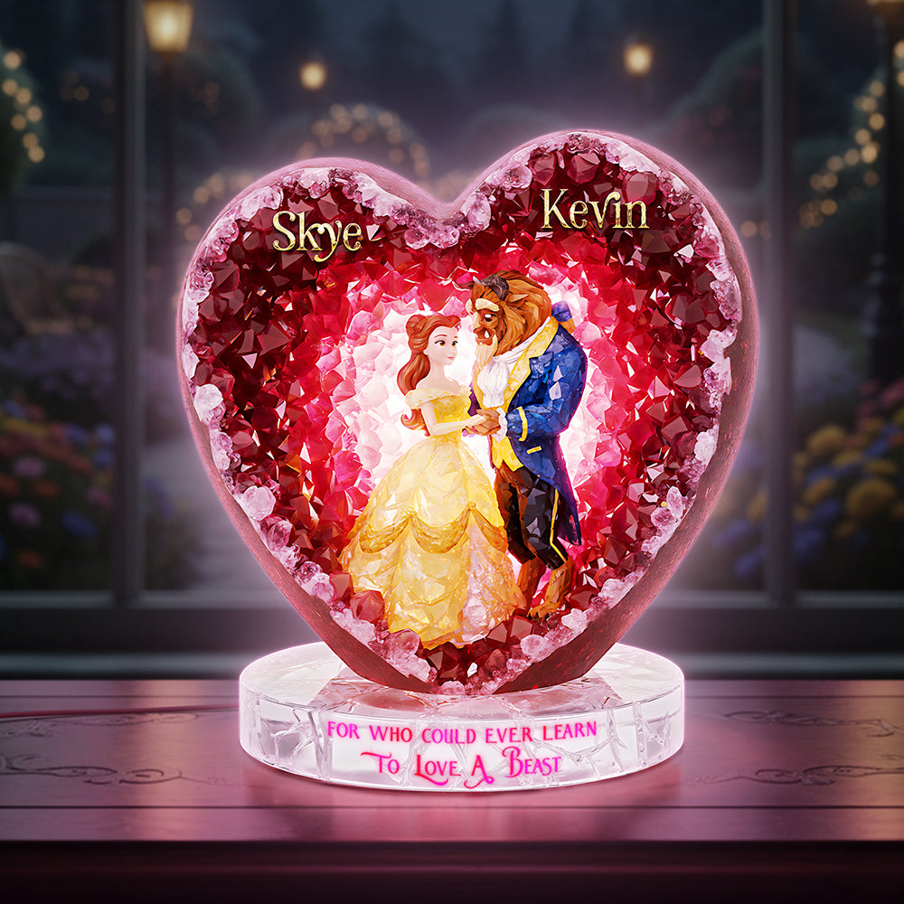 For Who Could Ever Learn to Love a Beast - Romantic Couple Acrylic Light Box - Personalized Gifts for Couples Light Box PopCulturePrints