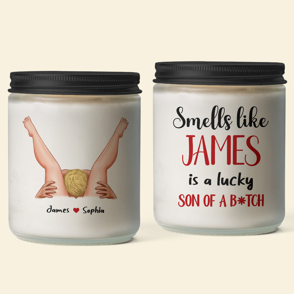 Personalized Candle for Couples - Smells Like [Name] - Lucky Son of a B*tch Scented Candle PopCulturePrints
