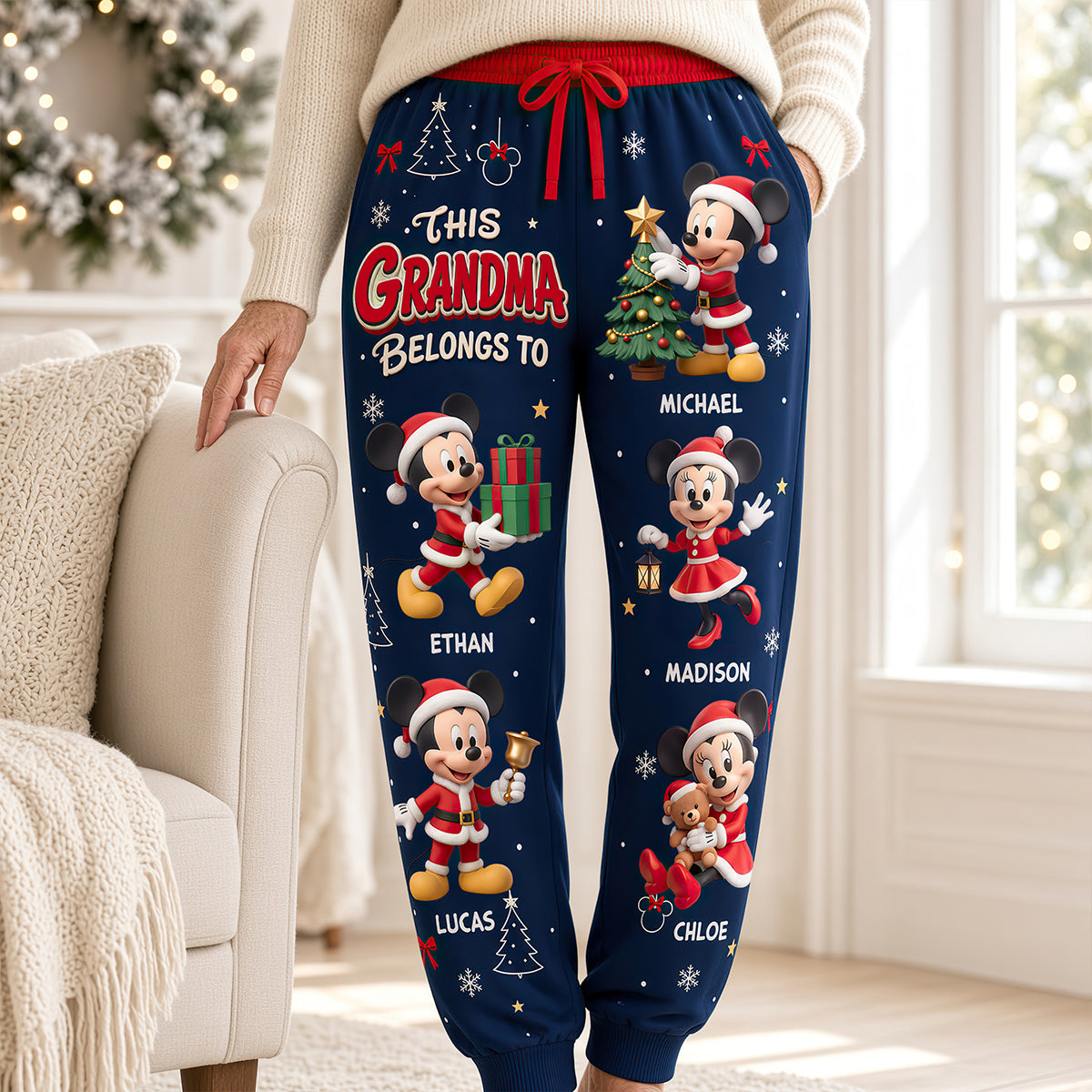 This Grandma Belongs to Her Loved Ones - Personalized Christmas Sweatpants