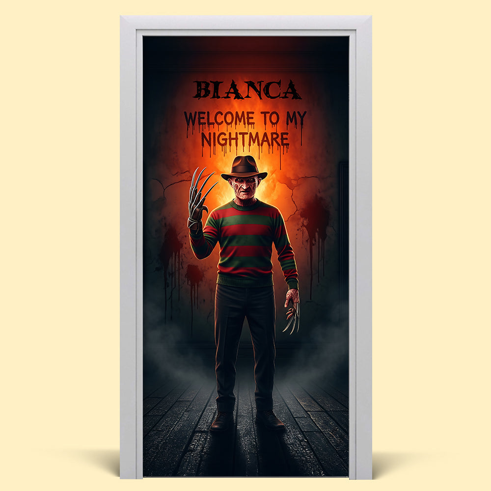 Welcome to My Nightmare - Personalized Horror Character Door Cover Door Covers PopCulturePrints