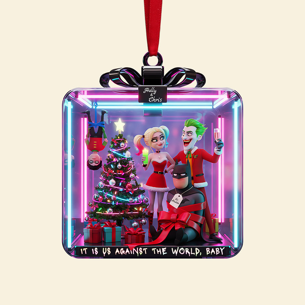 "It is Us Against the World, Baby" - Mischievous Couple Personalized Christmas Ornament - Custom Gift for Couples Ornament PopCulturePrints