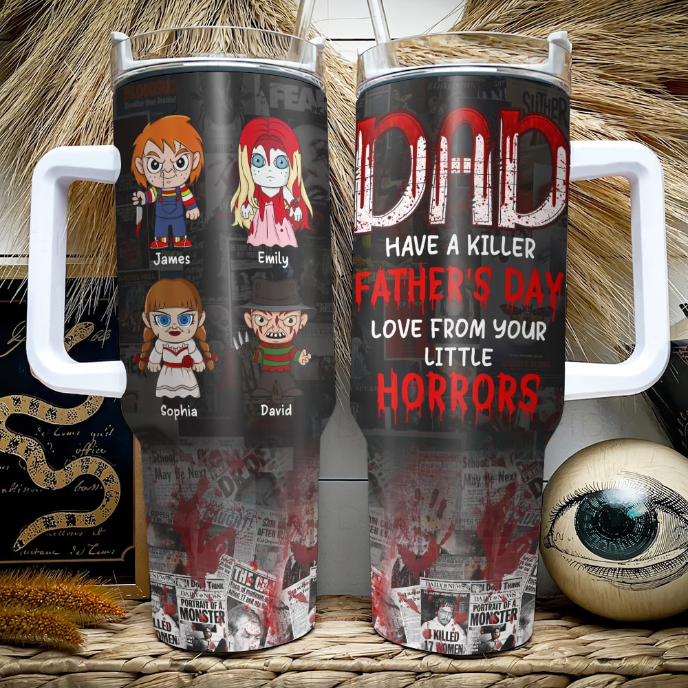 Personalized Horror-Themed Tumbler for Dad - Father's Day Gift from Kids Tumbler Cup PopCulturePrints