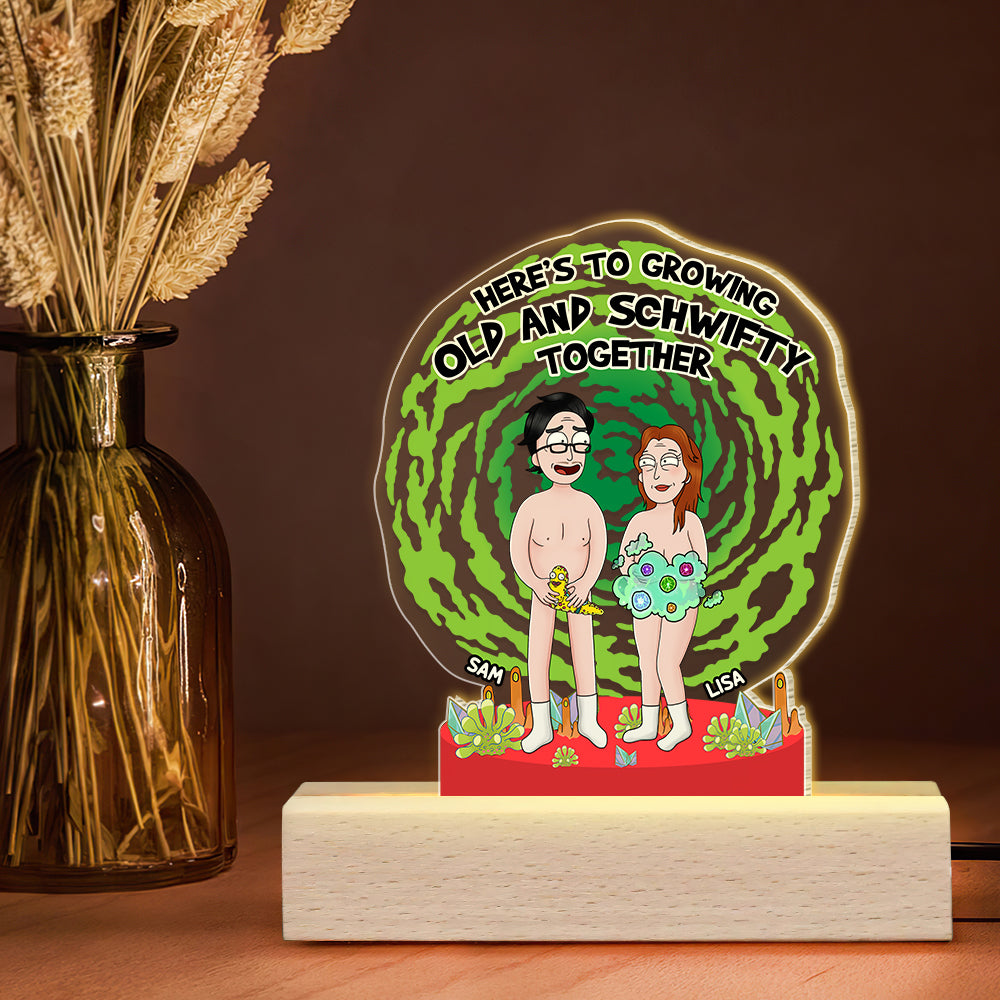 Custom Cartoon Couple LED Light - Growing Old Together