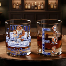 Load image into Gallery viewer, Love In Every Sip - Personalized Wild Romance Couple Round Glass Glass PopCulturePrints
