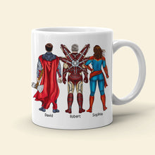 Load image into Gallery viewer, Personalized Superhero Dad Coffee Mug - Custom Names Coffee Mug PopCulturePrints
