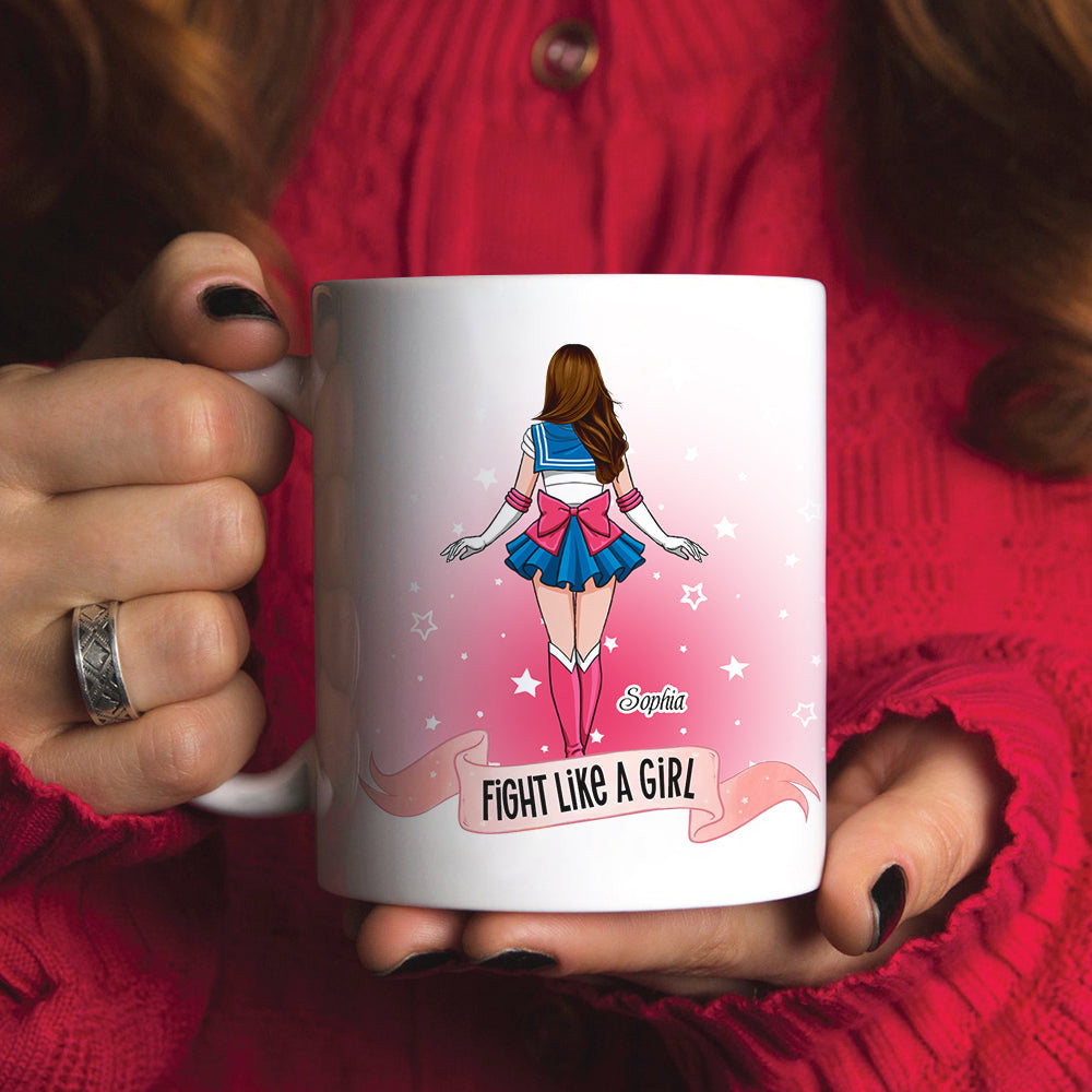 Personalized Feminist Empowerment Coffee Mug - Fight Like a Girl Coffee Mug PopCulturePrints