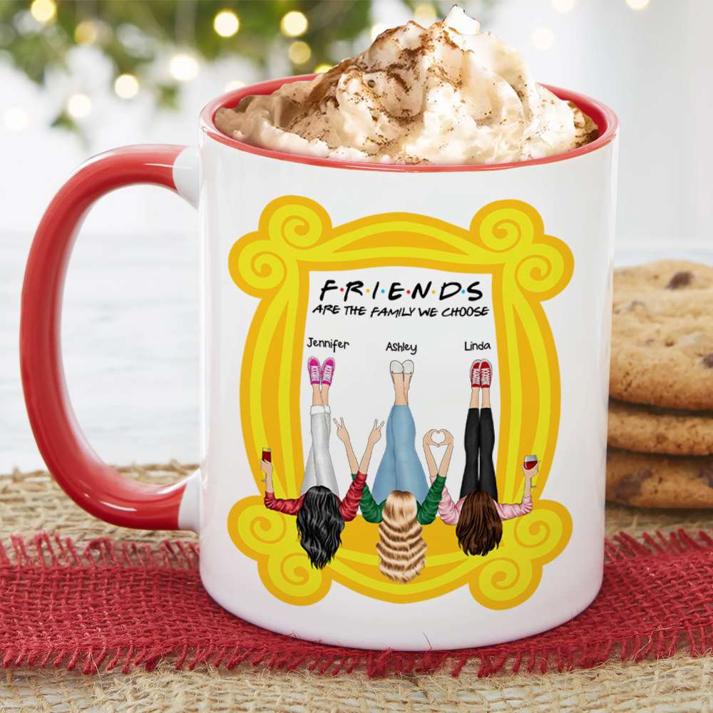 Personalized Best Friend Accent Mug - Friends Are the Family We Choose