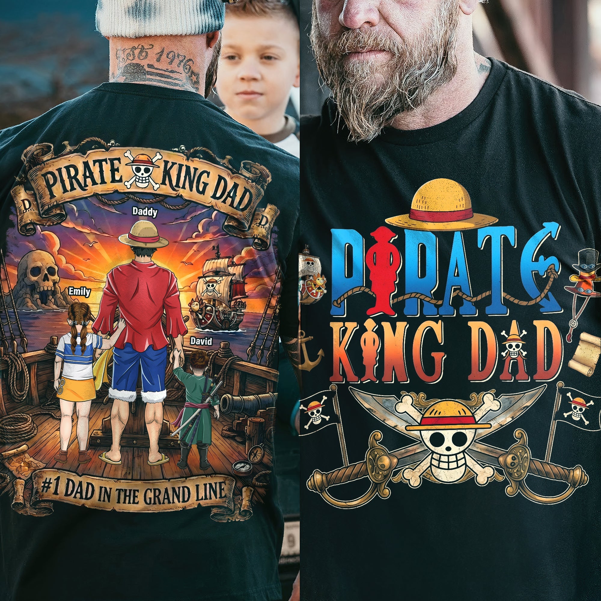 “#1 Dad In The Grand Line” - Legendary Adventure Dad Shirt - Personalized Gifts for Dads, Grandpa, and More! Shirts PopCulturePrints