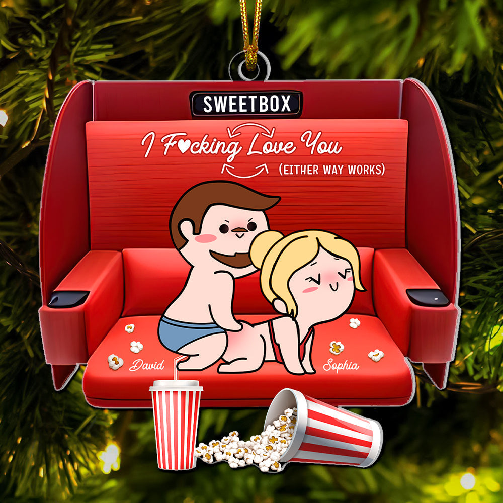 Personalized Naughty Couple Movie Night Ornament - Fun Valentine's Day Gifts for Couples Ornament PopCulturePrints
