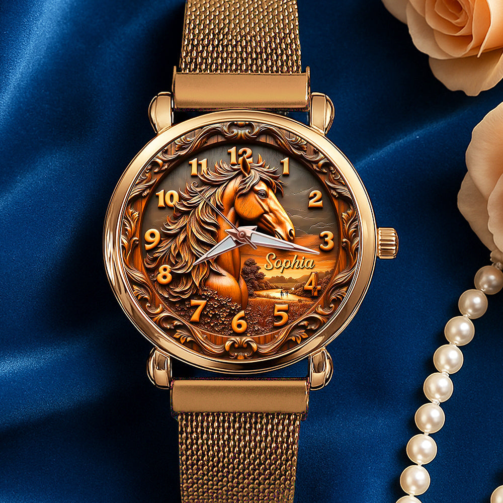 Time to Shine: Personalized Quartz Watch for Horse Lovers Quartz Watch PopCulturePrints