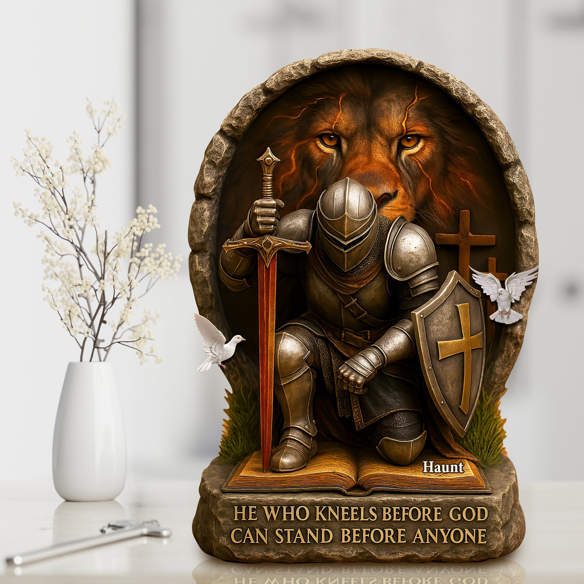 He Who Kneels Before God - Personalized Acrylic Plaque for Jesus Lovers Shaped Plaques PopCulturePrints