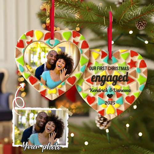Celebrate Love: Our First Christmas Engaged Ornament - Personalized Gift for Couples Ornament PopCulturePrints