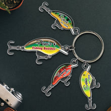 Load image into Gallery viewer, Customized Fishing Buddies Keychain for Dad with Personalized Lure Charms Keychains PopCulturePrints
