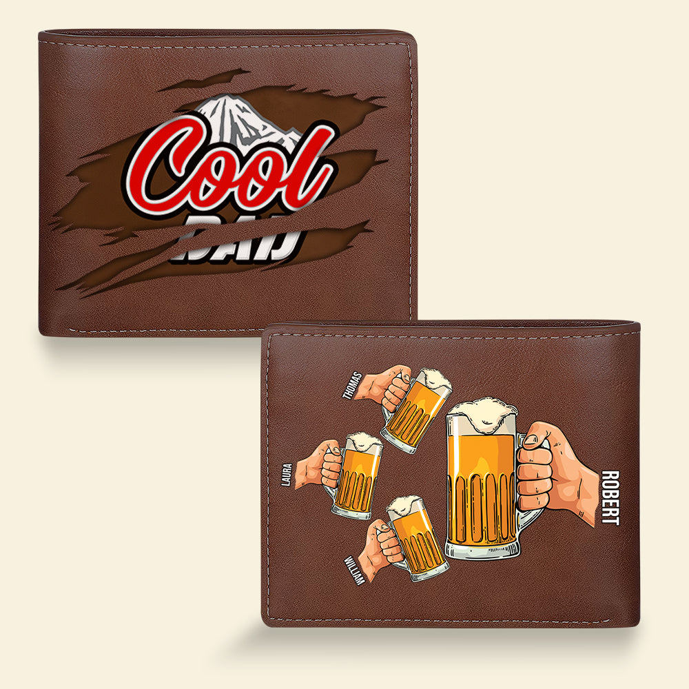 Personalized PU Leather Wallet for Dad - Beer Mug Design Leather Wallet PopCulturePrints