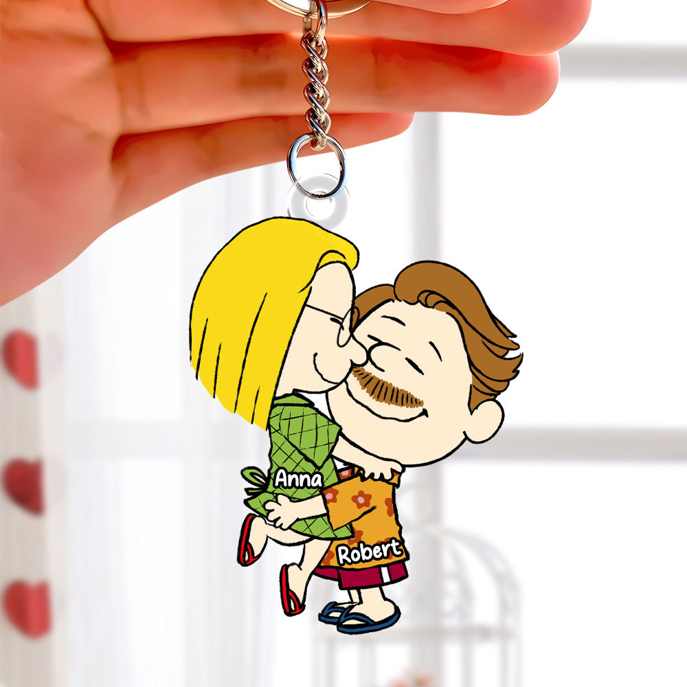 Custom Couple Kissing Keychain - Personalized Valentine's Day Gifts for Lovers Keychains PopCulturePrints