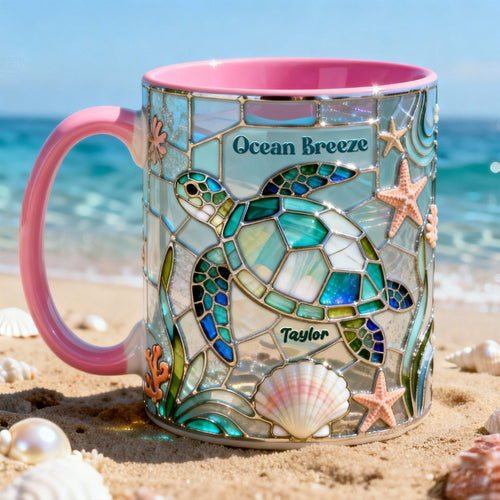 Ocean Breeze Turtle Coffee Mug - A Personalized Gift for Turtle Lovers Coffee Mug PopCulturePrints