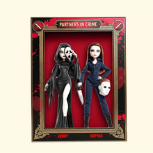 Load image into Gallery viewer, “Partners in Crime” - Personalized Horror Besties Plaque for Best Friends Shaped Plaques PopCulturePrints
