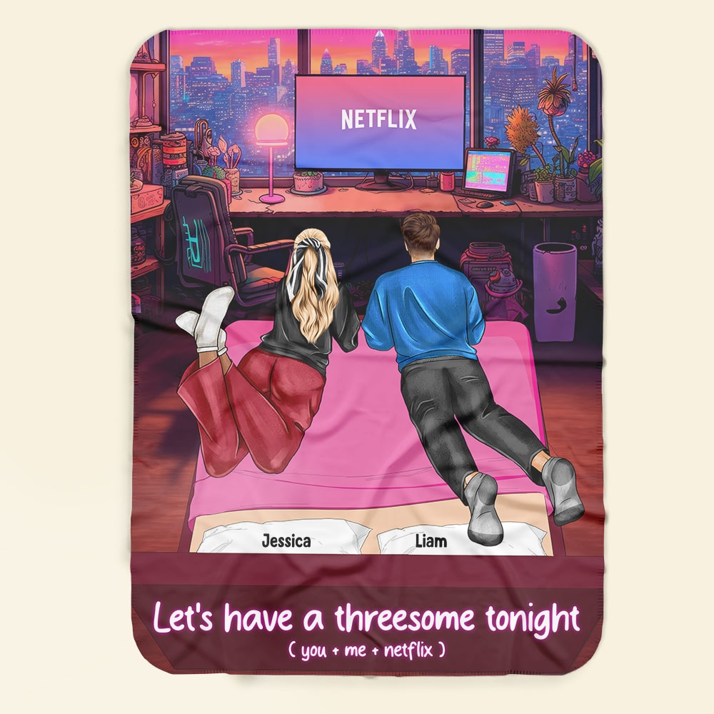 Personalized Couple Blanket - Let's Have A Threesome Tonight Blanket PopCulturePrints