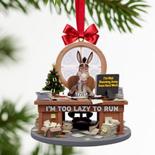 Load image into Gallery viewer, “I’m Not Running Away from Hard Work” - Personalized Christmas Ornament for Coworker - Fun Gift for Office Friends and Colleagues Ornament PopCulturePrints
