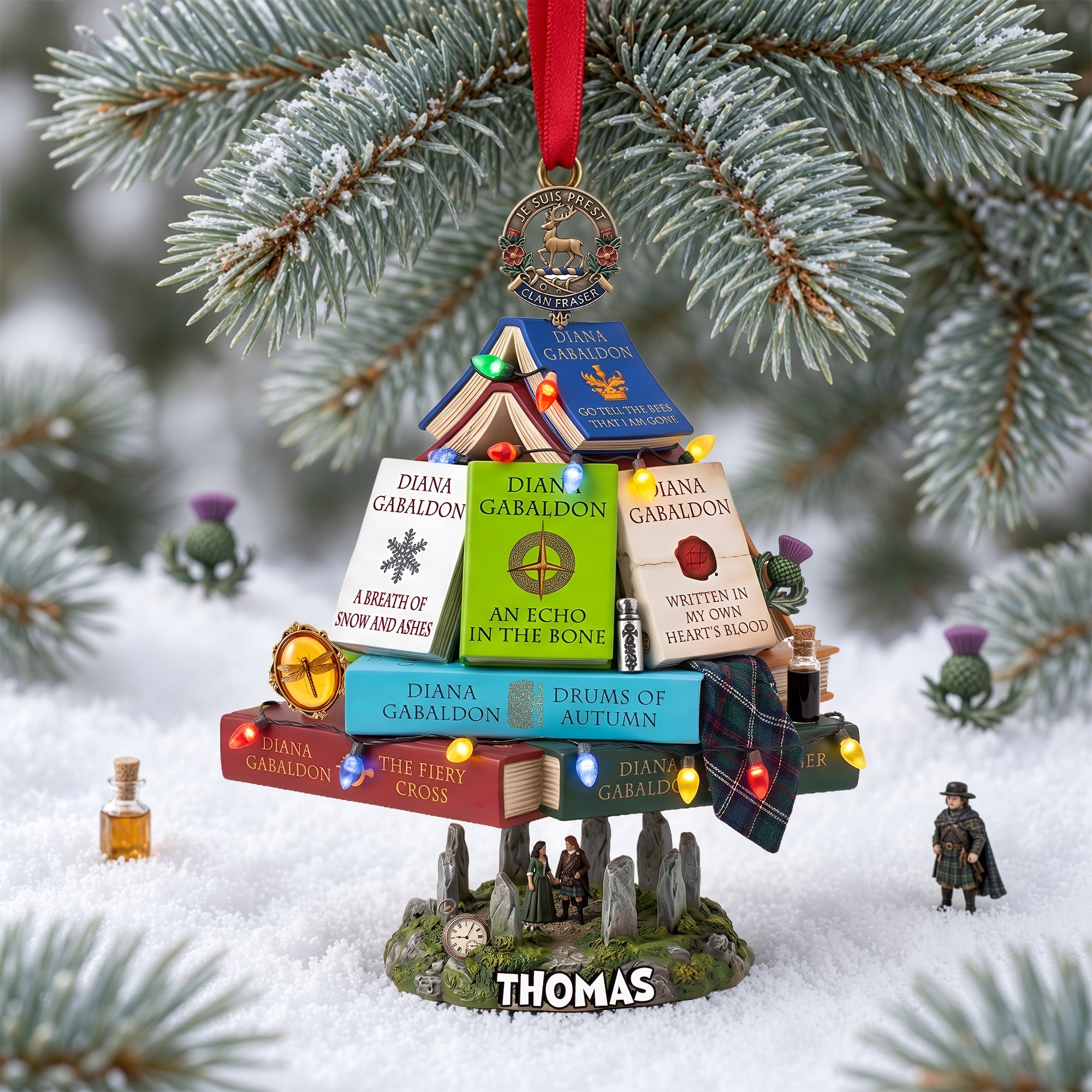 Personalized Book Stack Ornament - Perfect Gift for Novel Fans