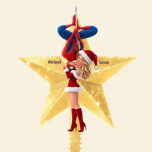 Load image into Gallery viewer, Love Blooms Under the Christmas Star - Personalized Romantic Kiss Tree Topper for Couples
