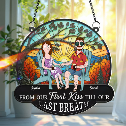 From Our First Kiss Till Our Last Breath - Funny Cartoon Couple Personalized Christmas Gifts for Couples Ornament PopCulturePrints