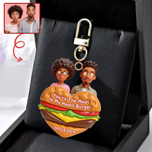 Load image into Gallery viewer, You're The Meat In My Heart Burger - Cute Food Pun Keychain | Personalized Gift for Couples Keychains PopCulturePrints

