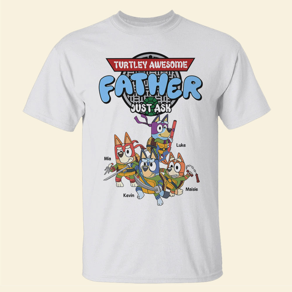 Turtley Awesome Father T-Shirt - Personalized Ninja Turtle Family Design