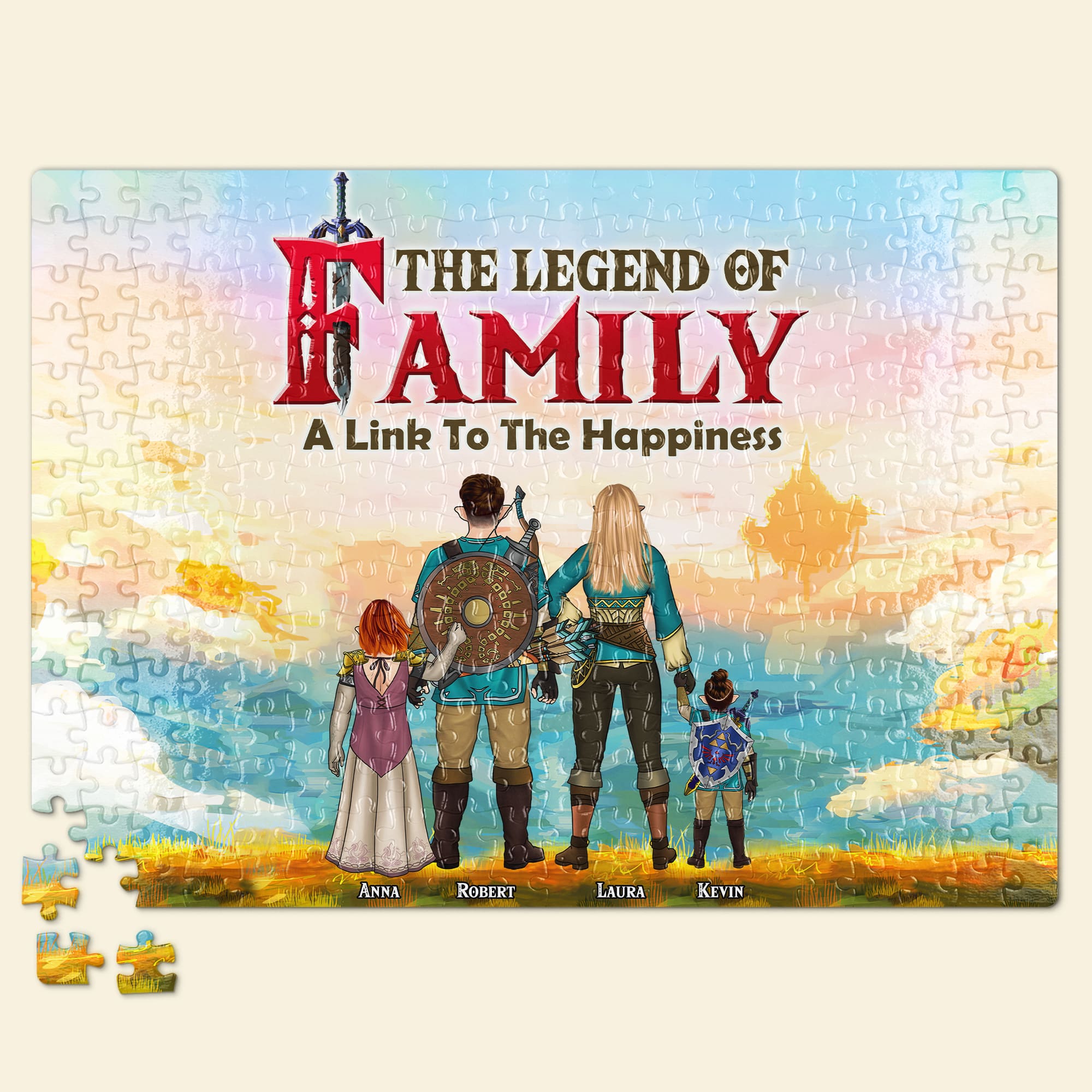 Personalized Family Jigsaw Puzzle - The Legend of Family: A Link To Happiness Jigsaw Puzzles PopCulturePrints