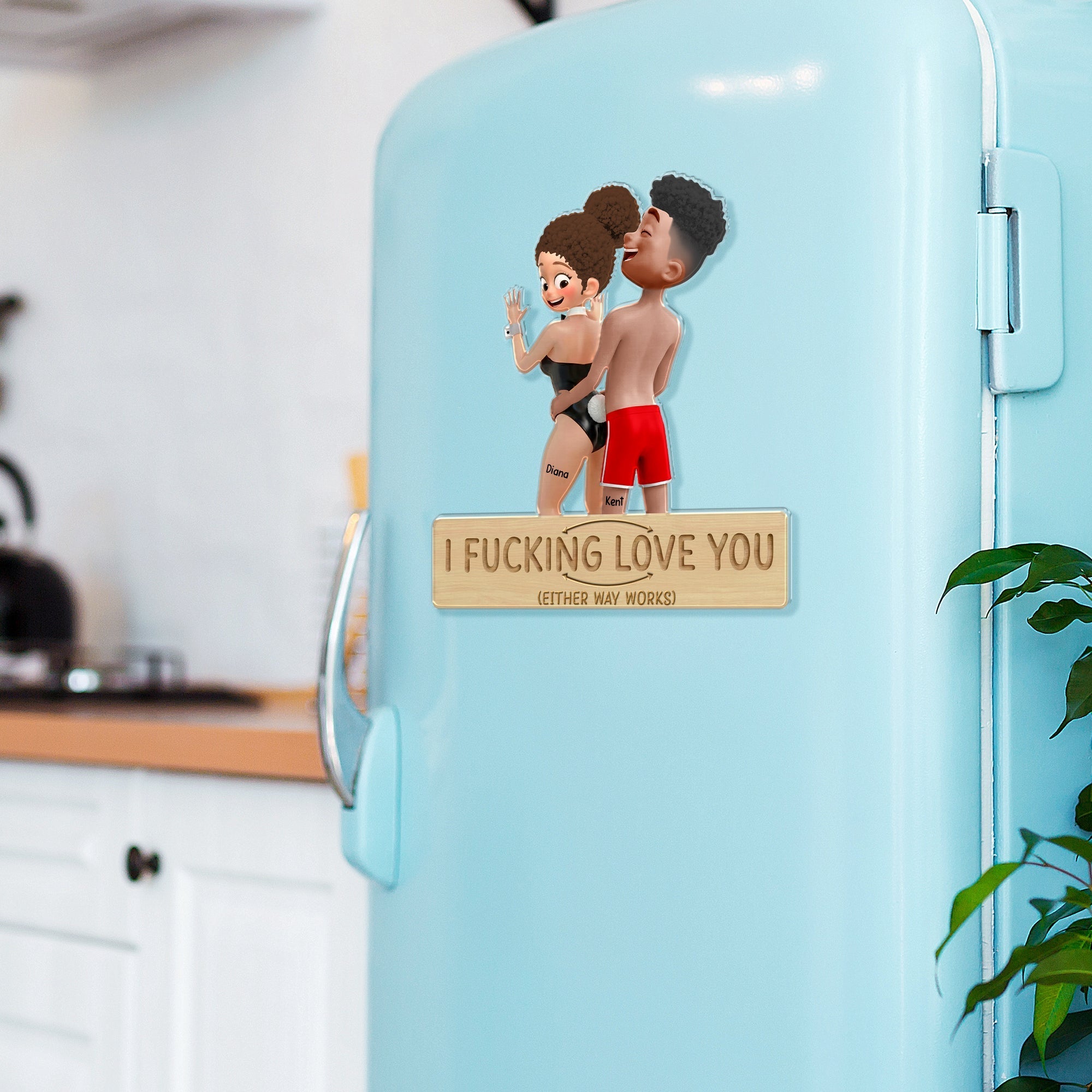 I FUCKING LOVE YOU Fridge Magnet – Personalized Gift for Couples Fridge Magnet PopCulturePrints