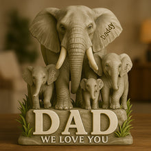 Load image into Gallery viewer, &quot;We Love You Dad&quot; - Personalized Elephant Acrylic Plaque - Gift for Dad, Grandpa, and Father Figures Shaped Plaques PopCulturePrints
