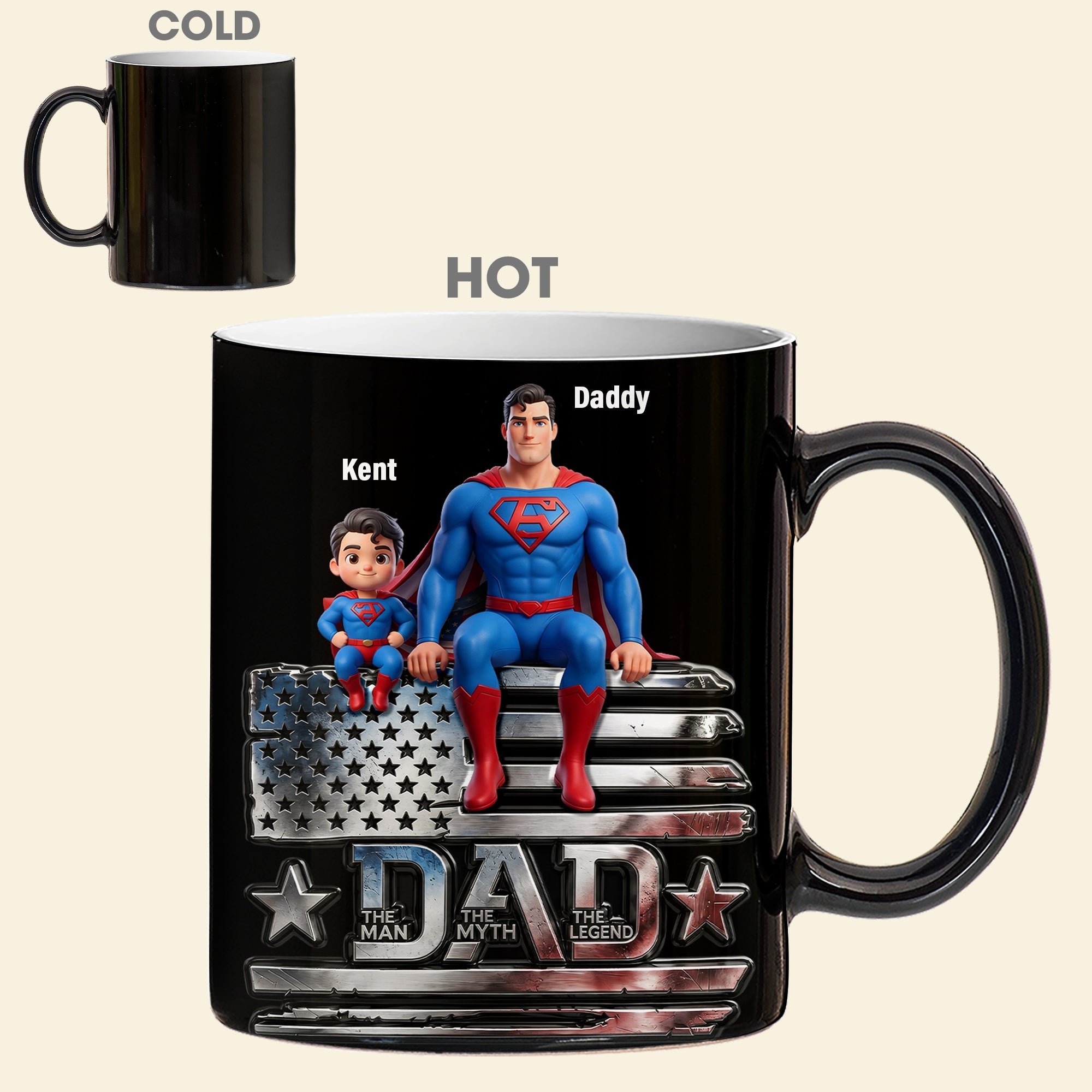 “Dad: The Man, The Myth, The Legend” - Marvelous American Dad Magic Mug, Personalized Gift for Dads Coffee Mug PopCulturePrints