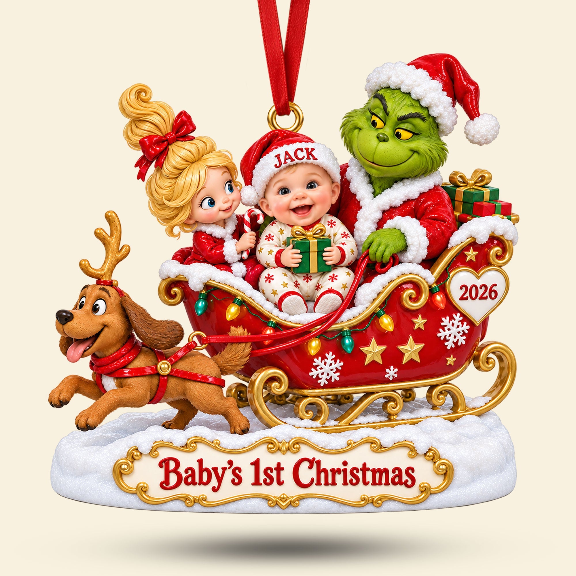 Celebrate Baby's First Christmas - Personalized Ornament Ornament PopCulturePrints
