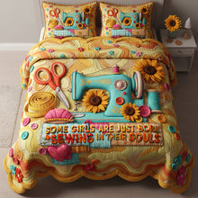 Load image into Gallery viewer, “Some Girls Are Just Born Sewing in Their Souls” - Personalized Sewing Girl Quilt Bedding Set - Perfect Gift for Sewing Lovers &amp; Craft Enthusiasts Bedding Set PopCulturePrints
