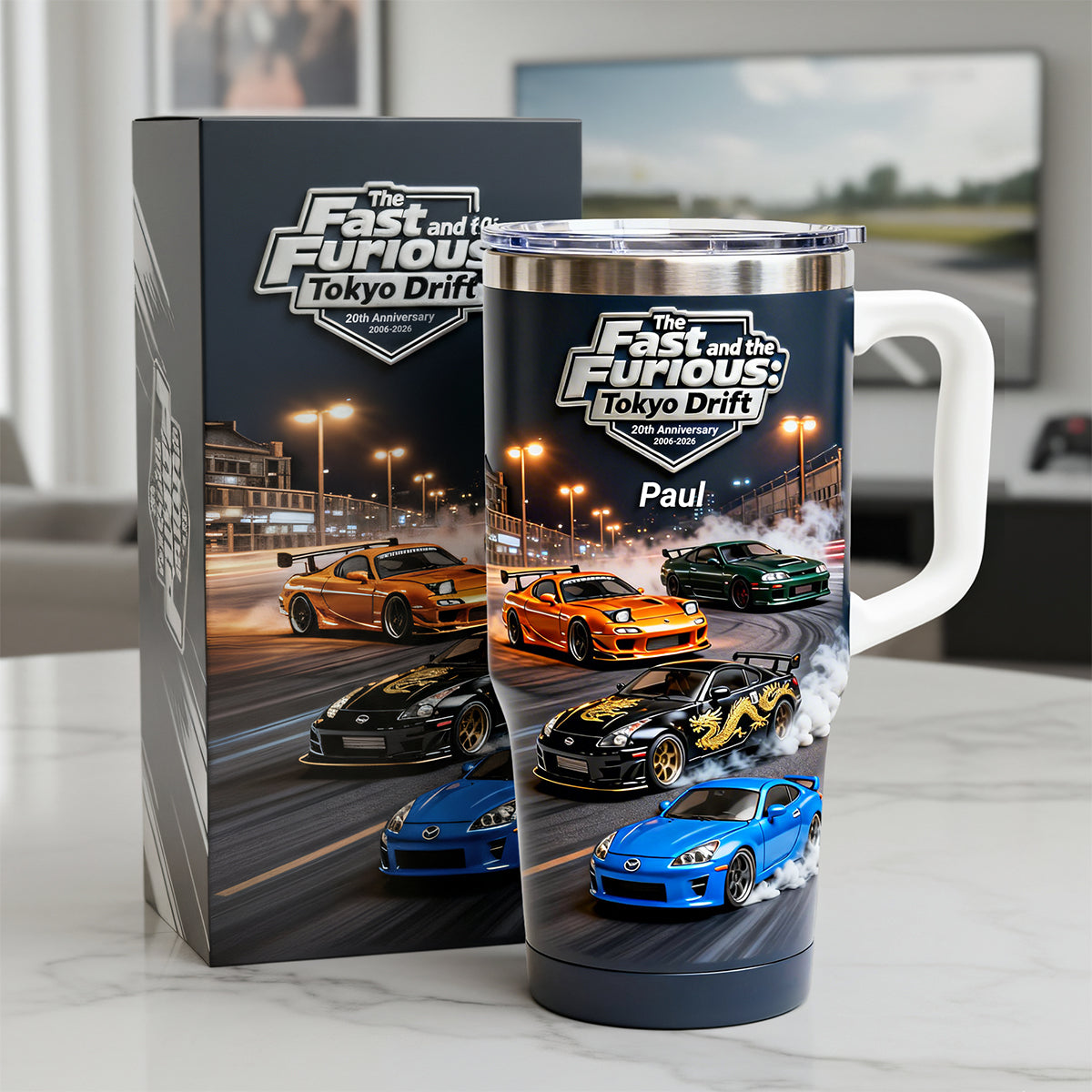 “Rev up the excitement!” - 20th Anniversary 40oz Tumbler - Personalized Gifts for Racing Lovers Tumbler Cup PopCulturePrints