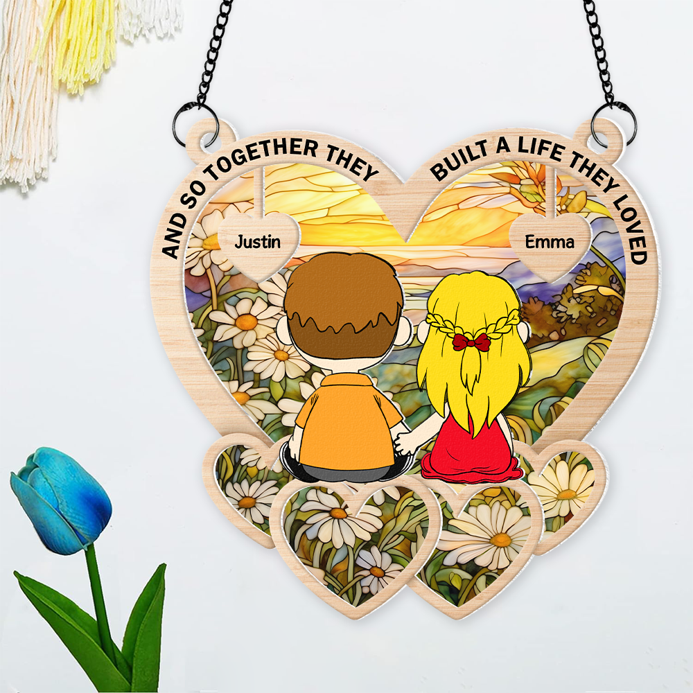 Personalized Couple Suncatcher Ornament - Heartwarming Design Suncatcher PopCulturePrints