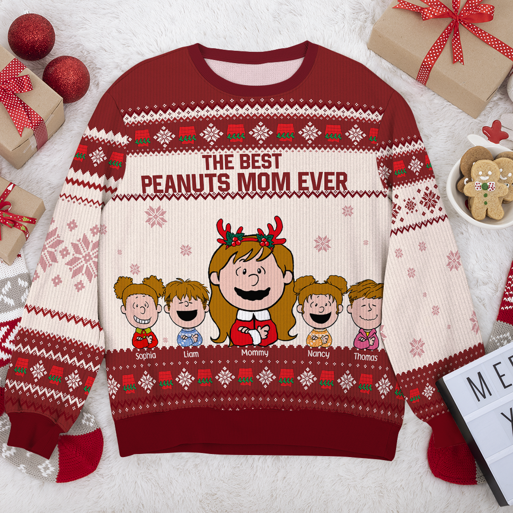 Customizable Peanuts Mom Christmas Sweater - Best Personalized Gift