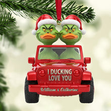 Load image into Gallery viewer, I Ducking Love You - Green Duck Couple Acrylic Ornament | Personalized Gifts for Couples Ornament PopCulturePrints
