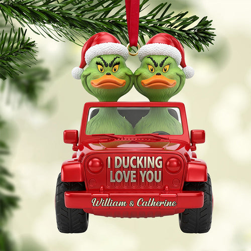 I Ducking Love You - Green Duck Couple Acrylic Ornament | Personalized Gifts for Couples Ornament PopCulturePrints
