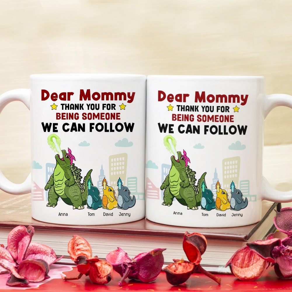 Personalized Mommy Dinosaur Mug - Family Thank You Gift Coffee Mug PopCulturePrints