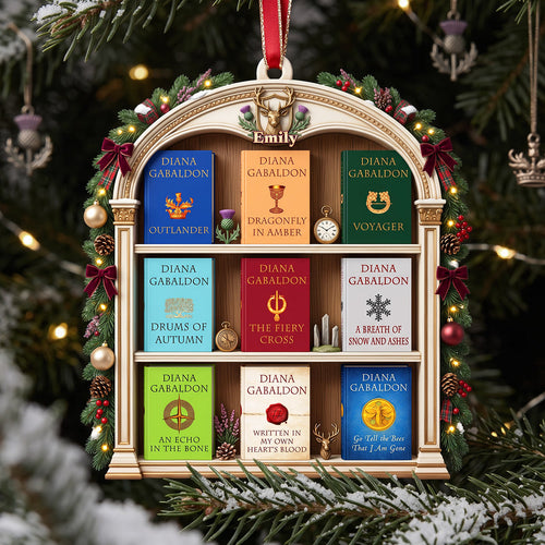 “Books are a uniquely portable magic” - Fantasy Book Shelf Christmas Ornament - Personalized Gifts For Book Lovers Ornament PopCulturePrints