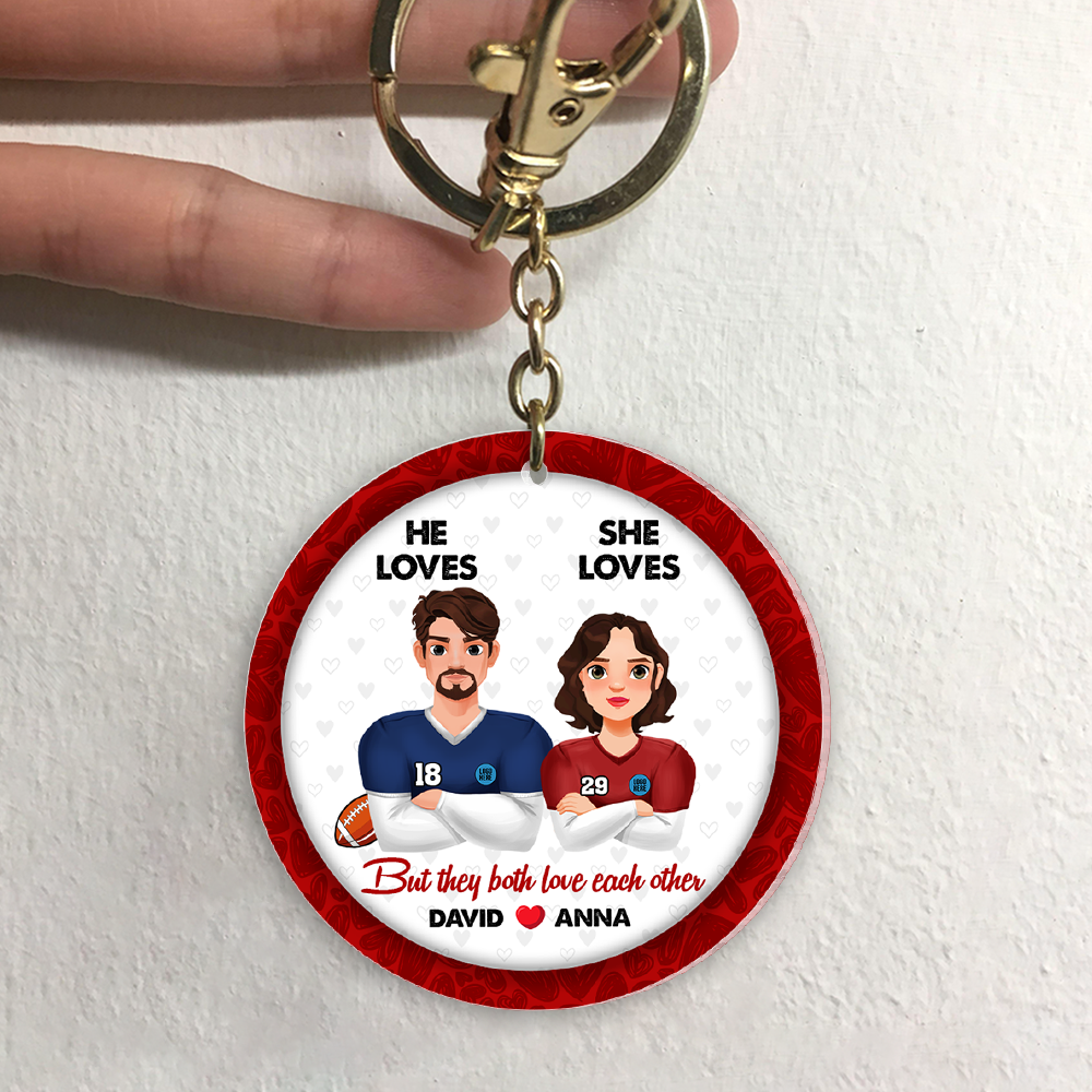 Customized American Football Keychain for Couples | Unique Personalized Valentine’s Day Gifts Keychains PopCulturePrints