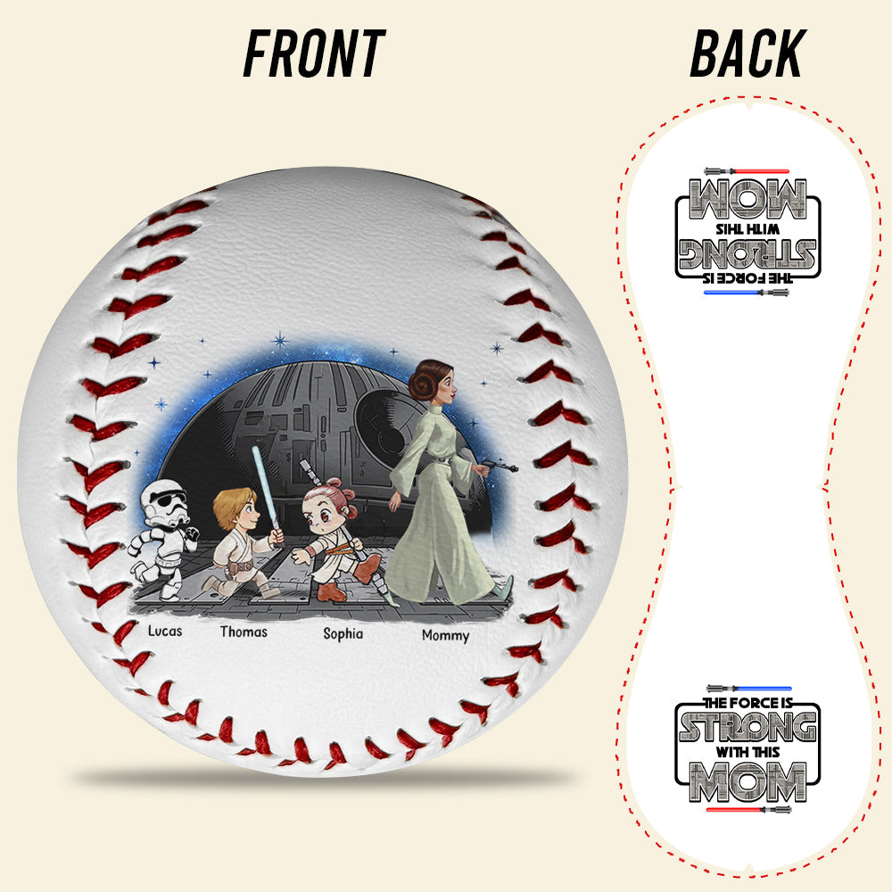 The Force Is Strong With This Mom - Personalized Baseball Gift for Moms and Grandmas Baseball PopCulturePrints