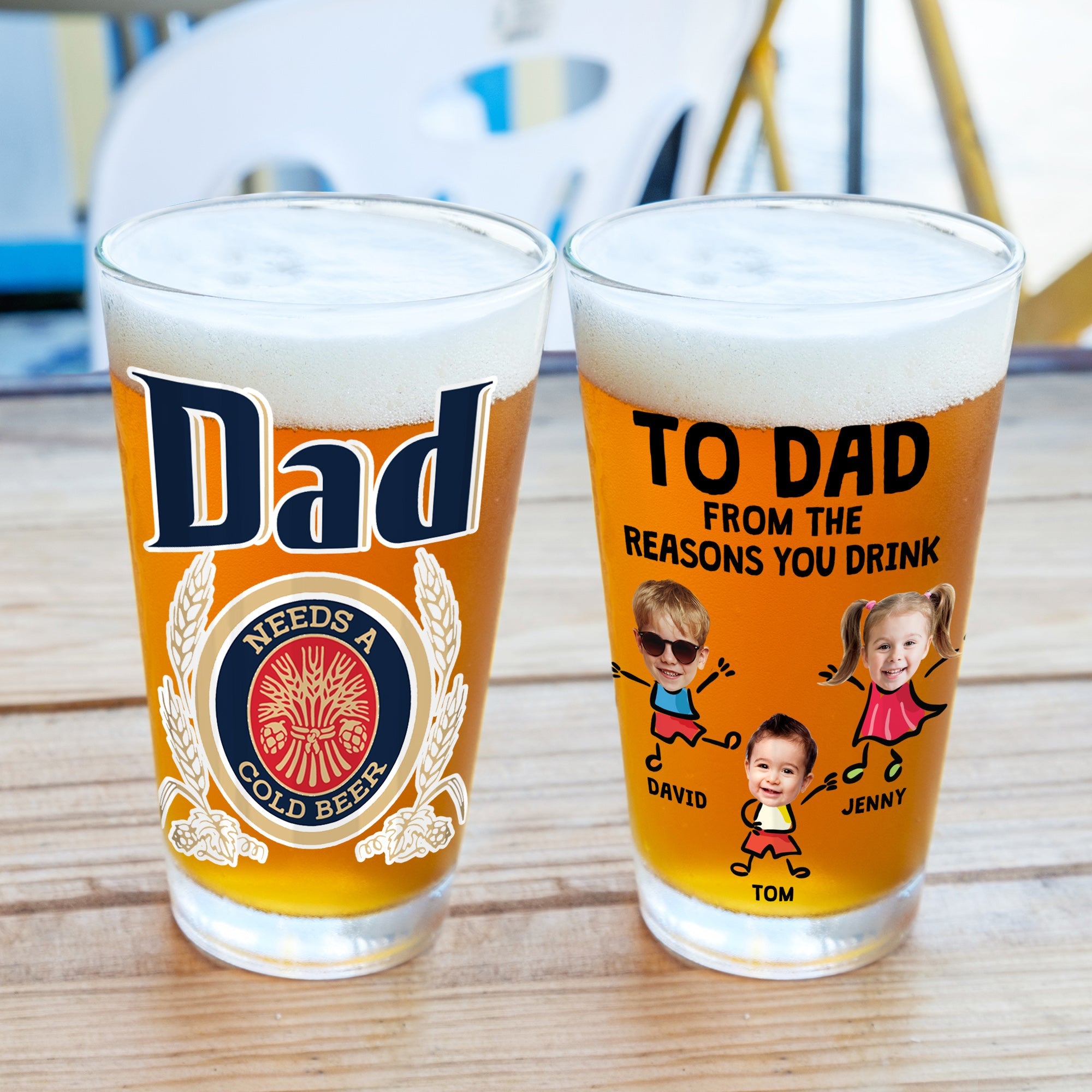 Custom Beer Glass for Dad - Personalized Reasons to Drink Beer Glasses PopCulturePrints