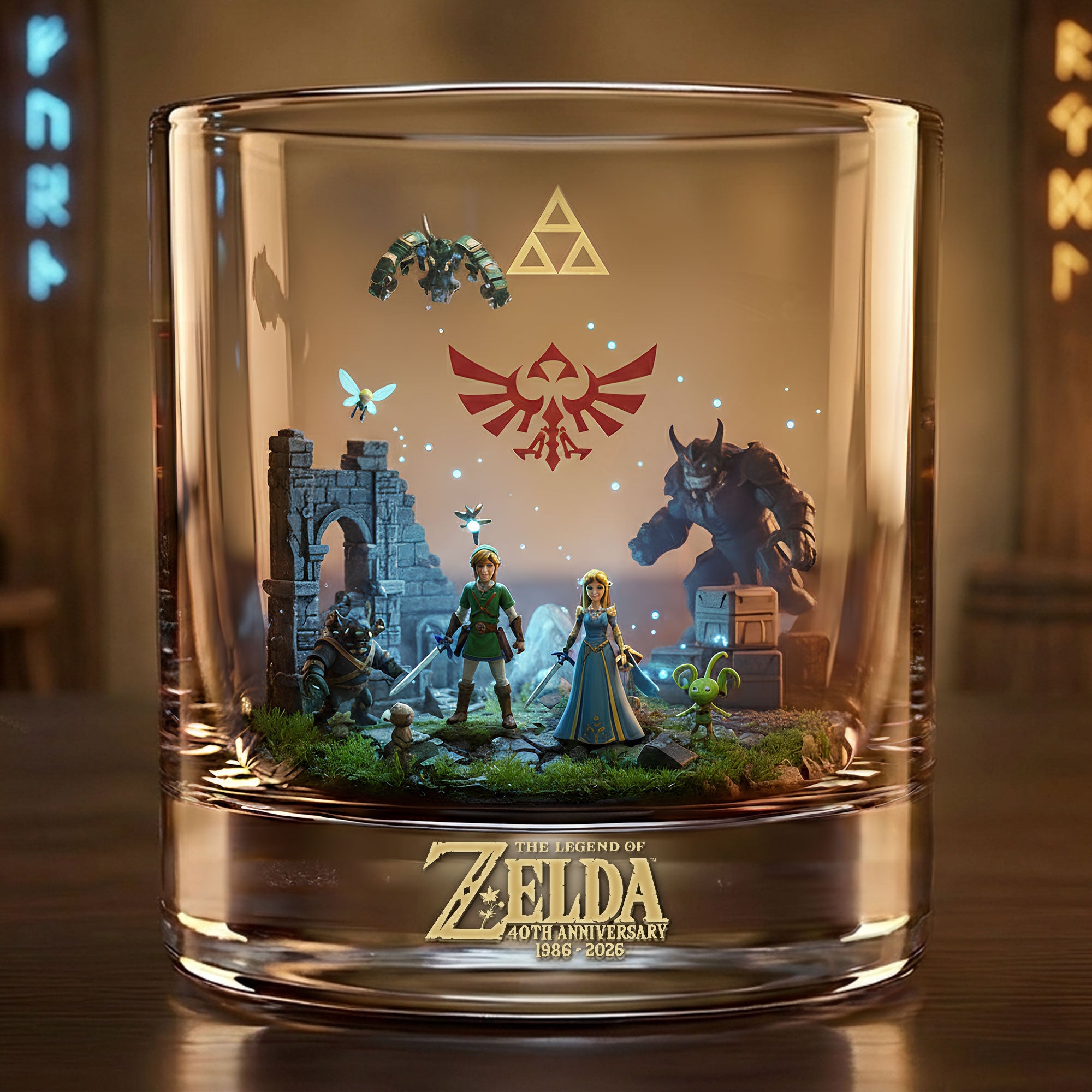 Unlock Your Adventure: 40 Years of Fantasy Adventure Round Glass - Personalized Gifts for Fantasy Lovers Glass PopCulturePrints