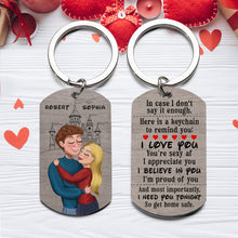 Load image into Gallery viewer, Drive Safe Keychain - Dreaming Couple - Personalized Romantic Gift for Him Keychains PopCulturePrints
