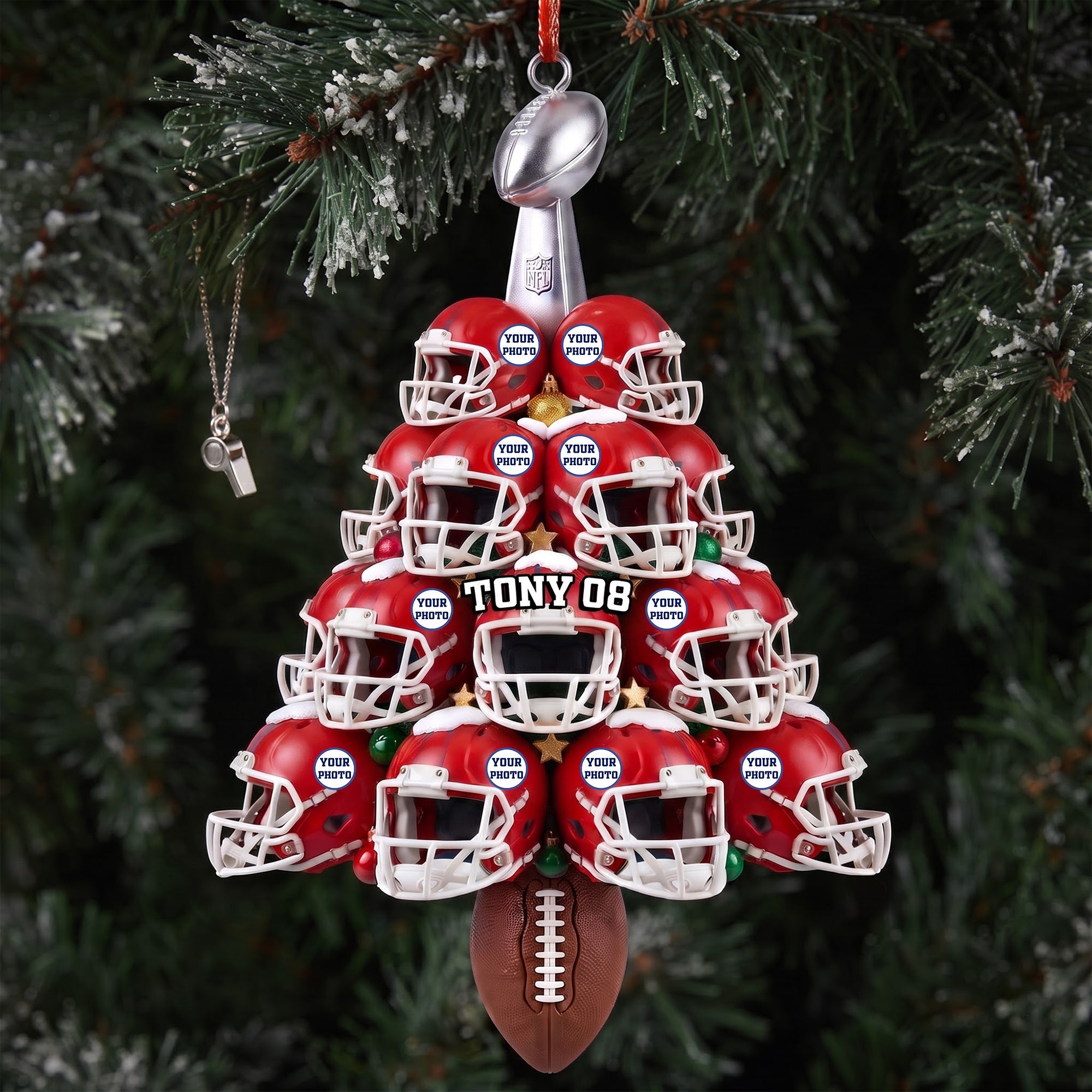 Celebrate the Holidays with Personalized Helmet Christmas Acrylic Ornament - Perfect Gift for Sports Lovers